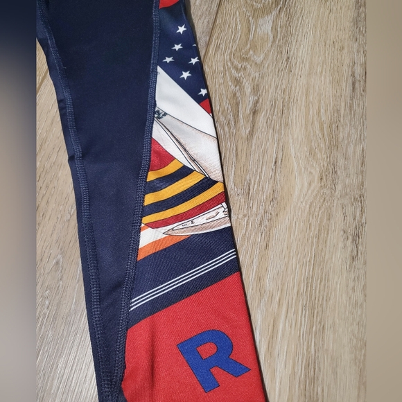 Ralph Lauren girl's navy with red, gold  leggings Sailboat, flag, stars Size 6x - Picture 2 of 9